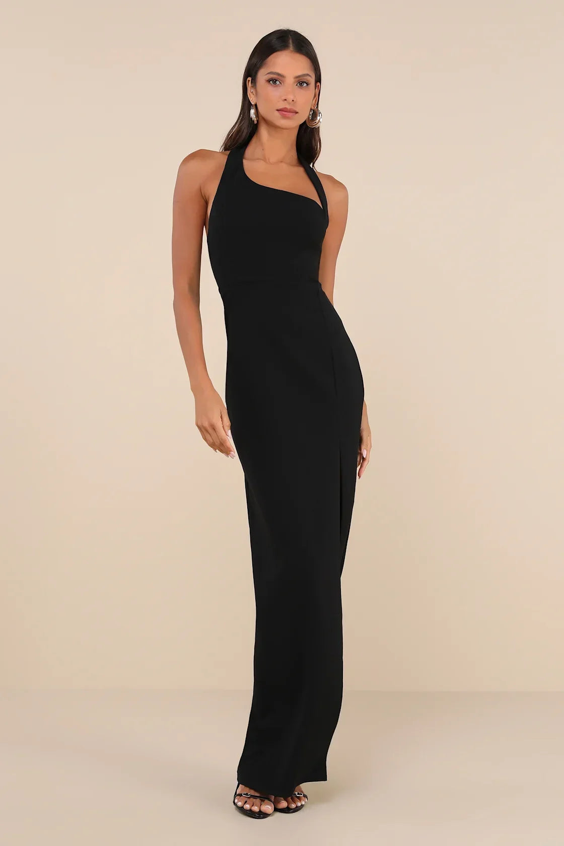 Unforgettable Rust Red Asymmetrical Halter Maxi Dress