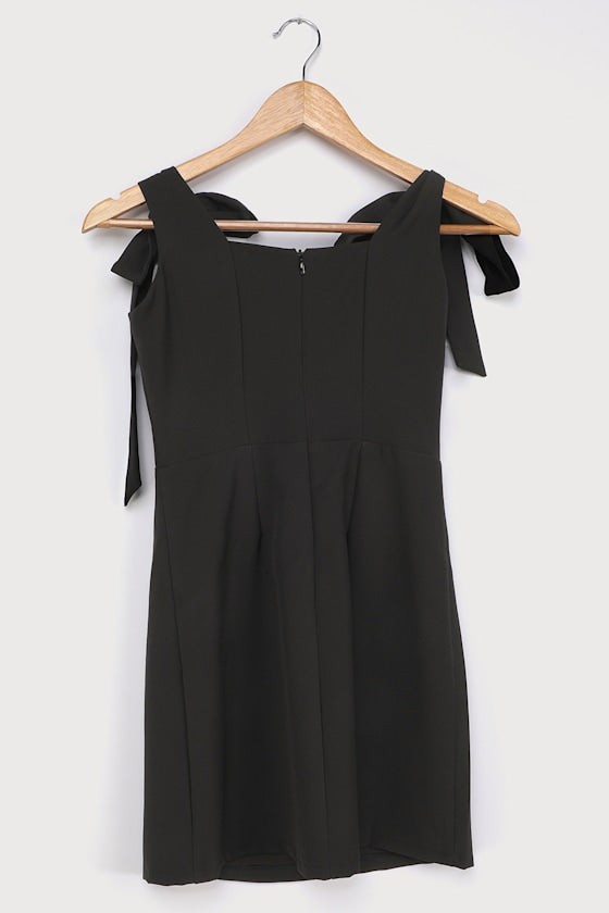 Your Sweetie Black Tie-Strap Mini Dress