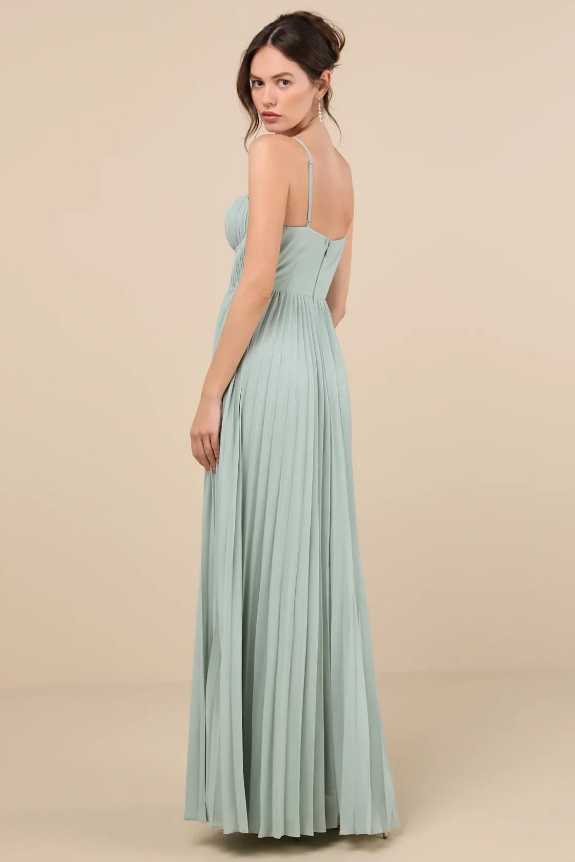 Admirable Elegance Light Pink Pleated Bustier Maxi Dress