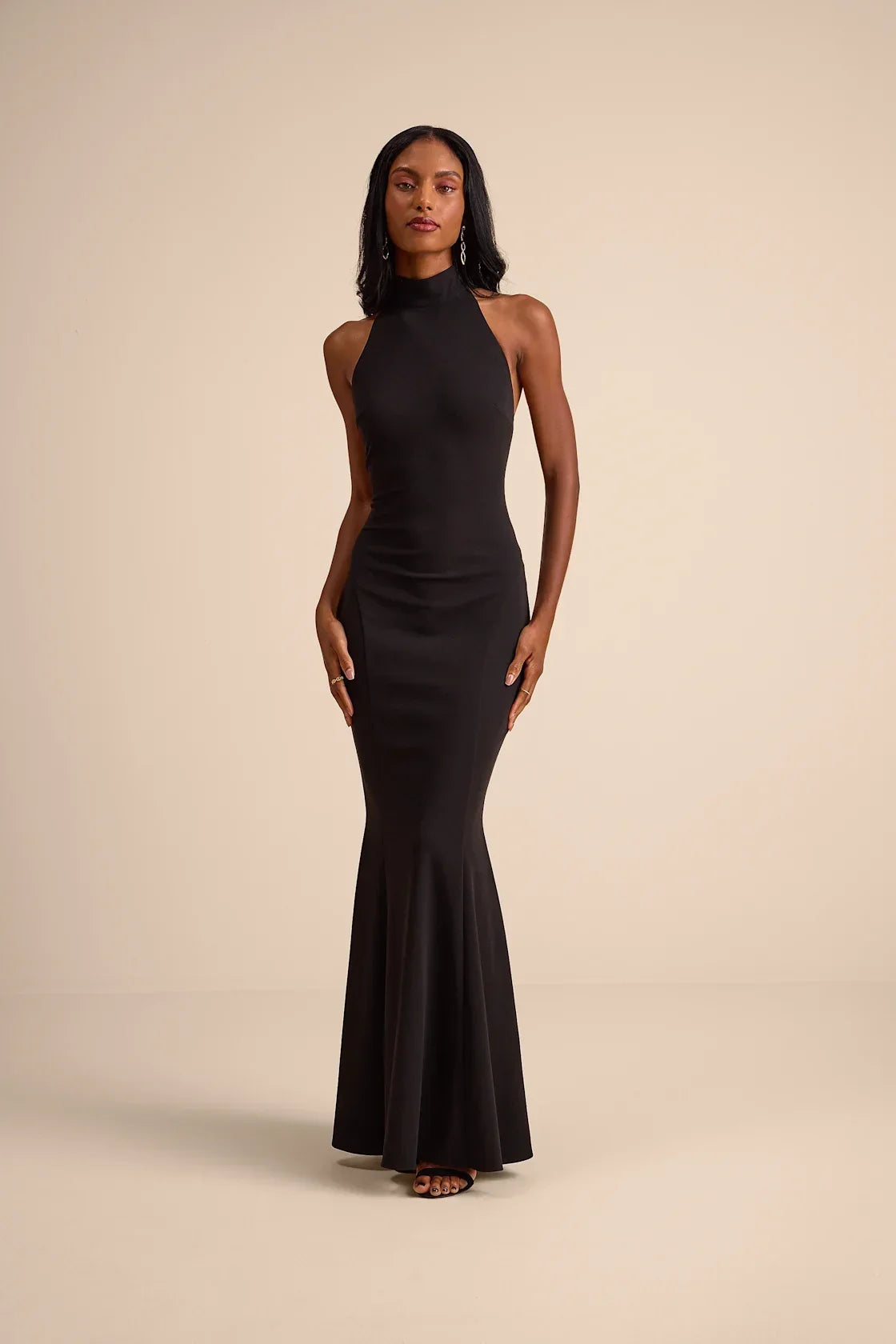 Sihana Black Halter Mermaid Maxi Dress