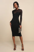 Perfect Plans Light Blue Sheer Mesh Long Sleeve Midi Dress