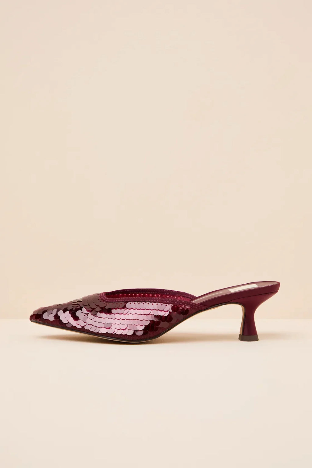 Cleo Cranberry Sequin Pointed-Toe Mule Pumps