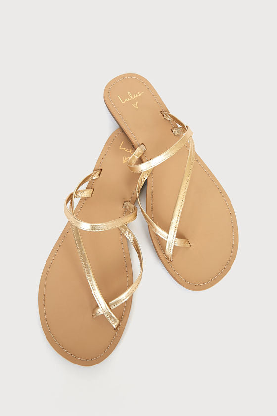 Danyella Gold Nappa Leather Strappy Sandals