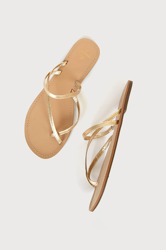 Danyella Gold Nappa Leather Strappy Sandals