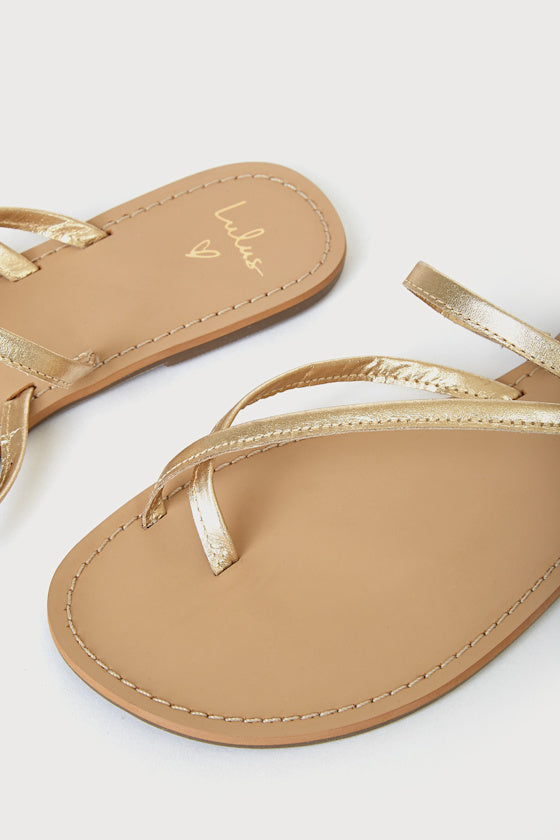 Danyella Gold Nappa Leather Strappy Sandals