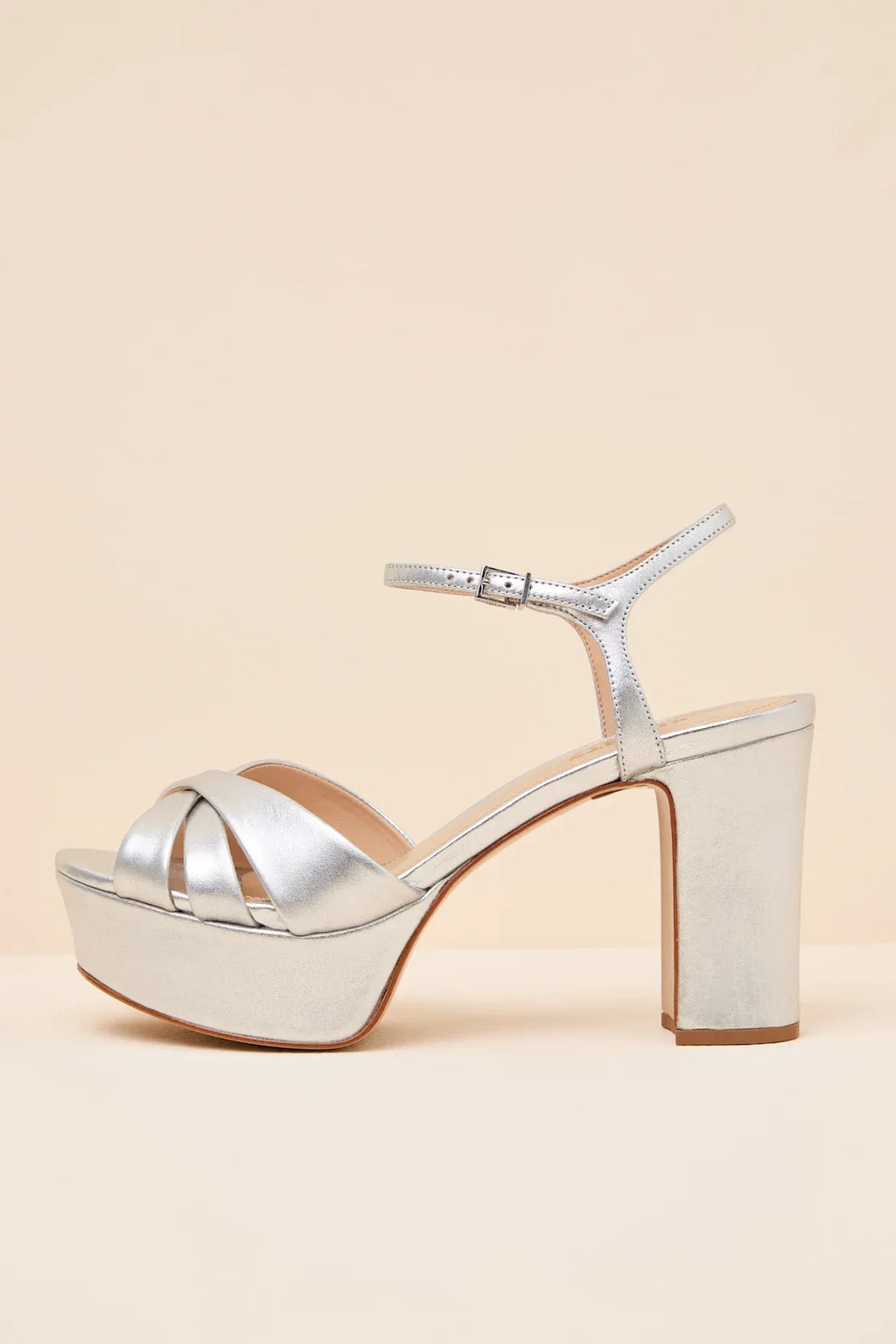 Keefa Prata Metallic Leather Platform Sandals