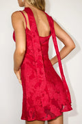 Aydah Red Floral Burnout Slip Mini Dress and Scarf Set