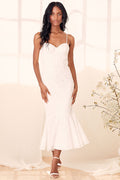 Found Your Love White Lace Sleeveless Trumpet Midi Dress