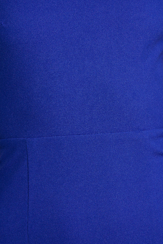 Shape the Night Cobalt Blue Asymmetrical Midi Dress