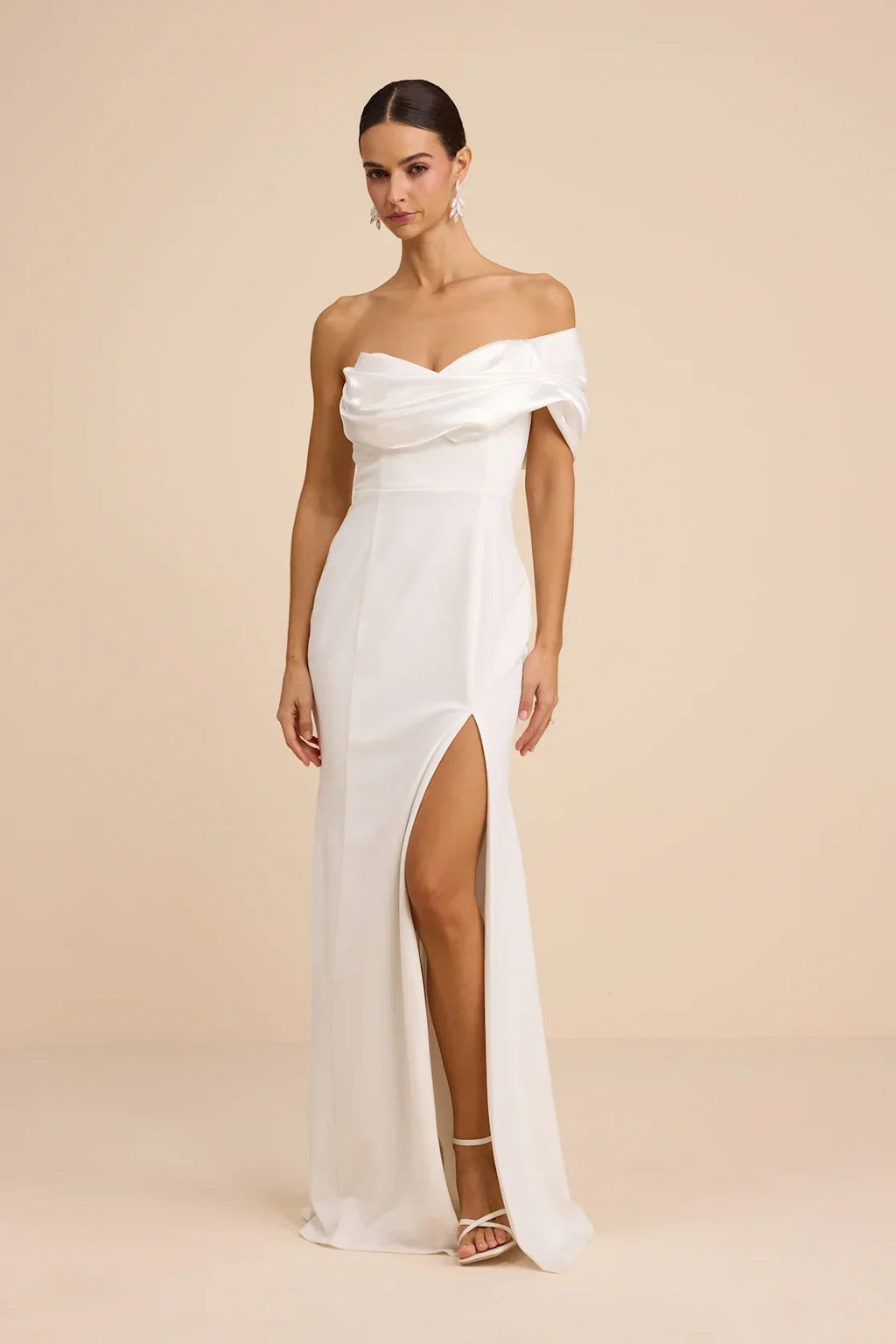 Beaumont White Asymmetrical Mermaid Maxi Dress