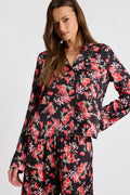Galette Cream Multi Floral Satin Two-Piece Pajama Set