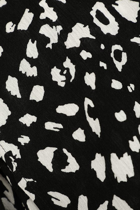 Yana Black and White Leopard Print Tie-Front Shorts
