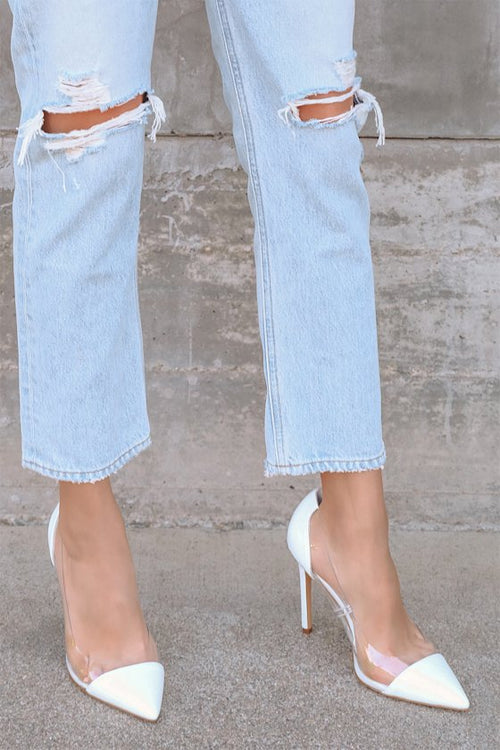 Salema White Patent Pointed-Toe Pumps