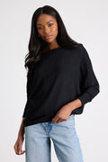 Verla Black Dolman Sleeve Sweater Top