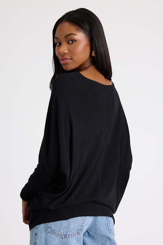 Verla Black Dolman Sleeve Sweater Top