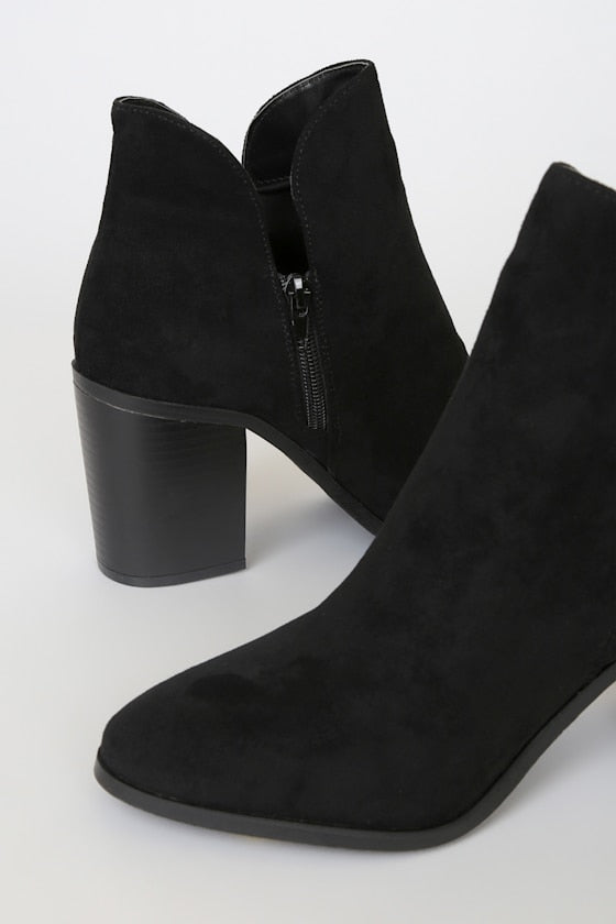 Martella Black Suede Ankle Booties