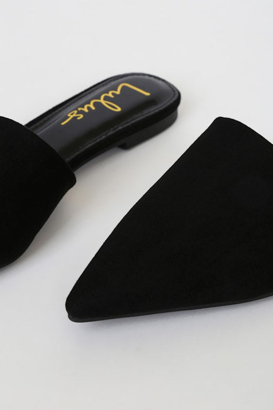 Lorena Black Suede Pointed Toe Slides