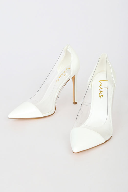 Salema White Patent Pointed-Toe Pumps
