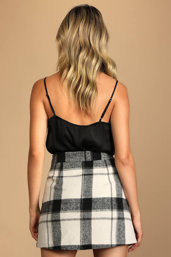 Mad for Plaid Black and White Plaid Mini Skirt