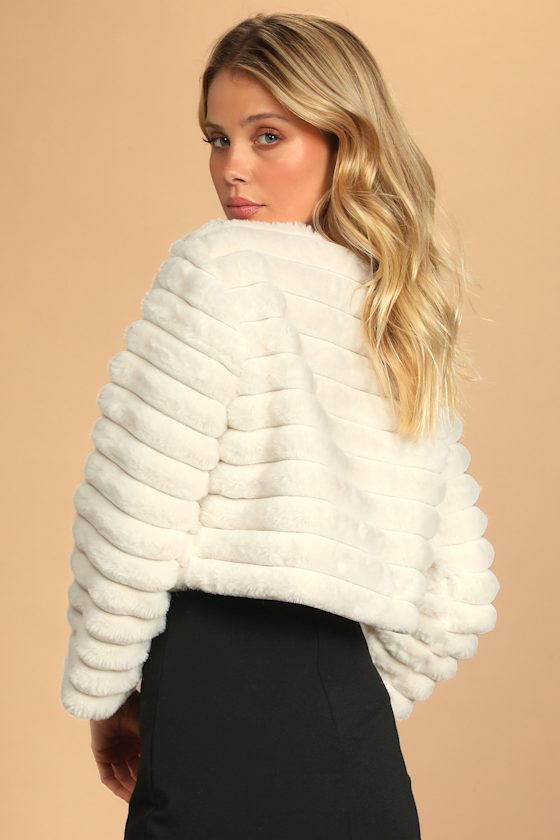 Live for Luxe Ivory Cropped Faux Fur Jacket