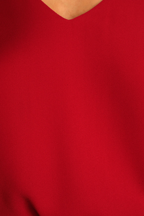 Stylish and Sincere Berry Red Long Sleeve V-Neck Top