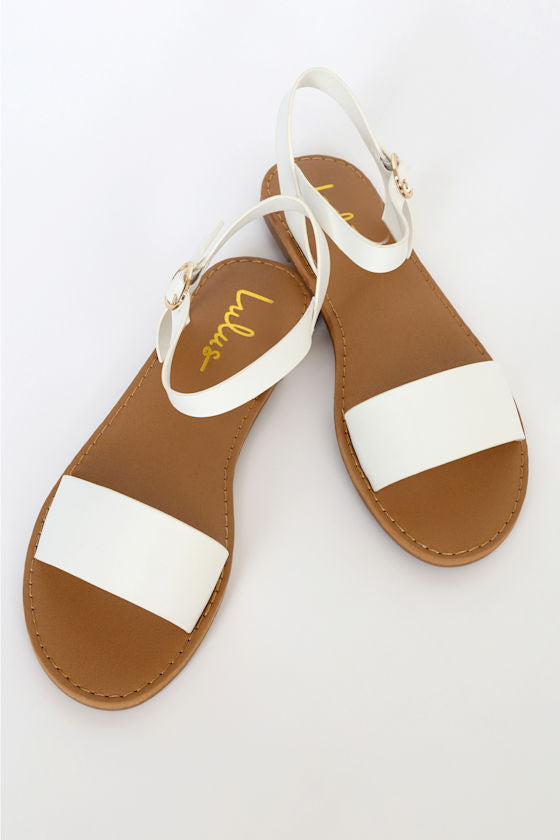 Hearts and Hashtags White Flat Sandals