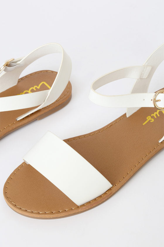 Hearts and Hashtags White Flat Sandals