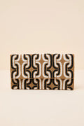 Sikuna Beige and Black Beaded Clutch