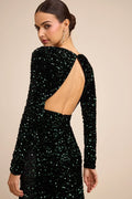Rhonna Emerald Green Velvet Sequin Mermaid Maxi Dress
