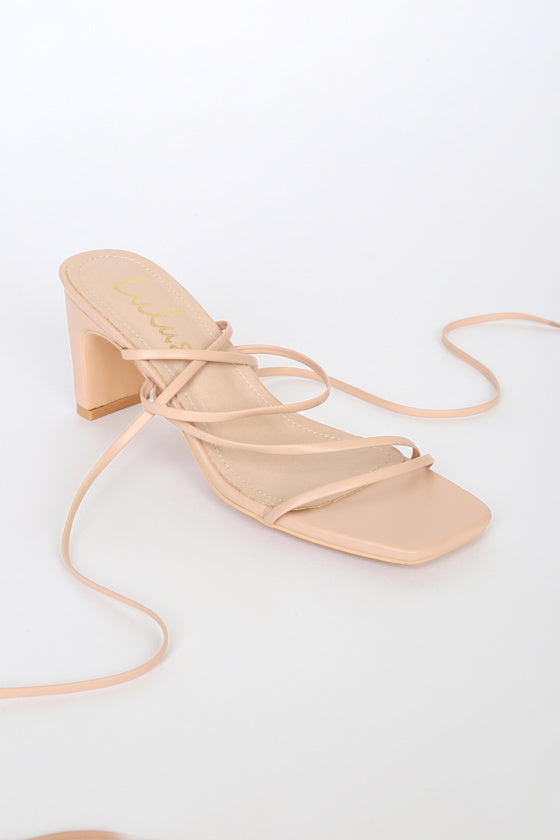 Aliah Light Nude Lace-Up High Heel Sandals