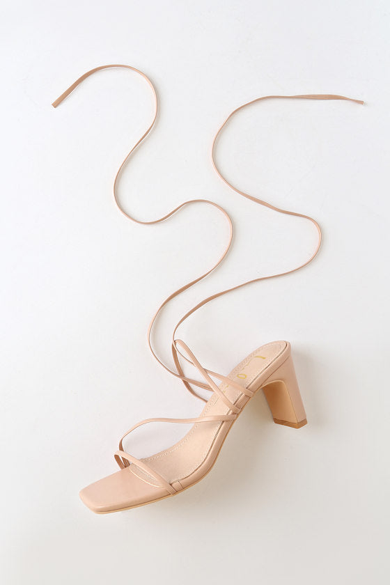 Aliah Light Nude Lace-Up High Heel Sandals