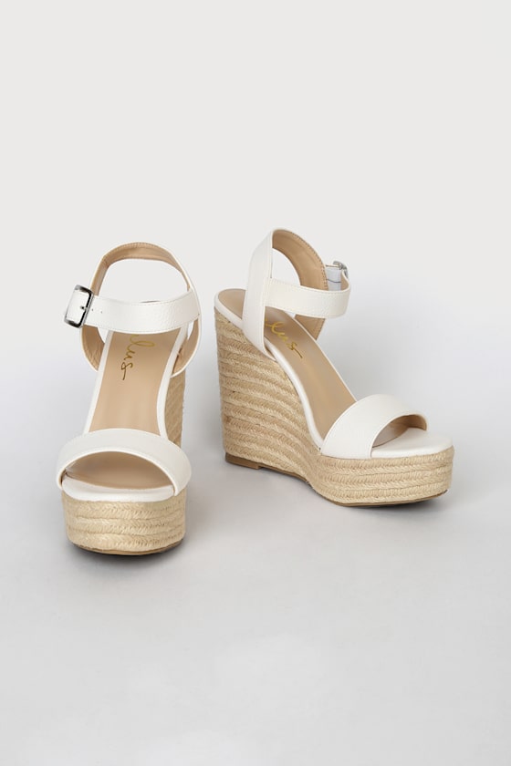 Beachy Dreams White Espadrille Wedges