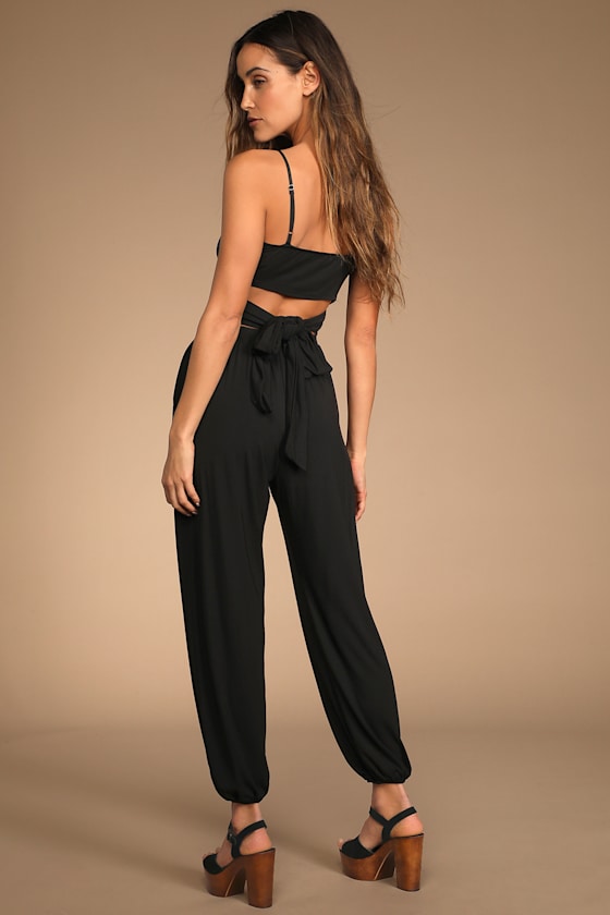Doin' it Right Black Wrap Two-Piece Jumpsuit