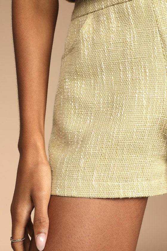 Perfect Company Olive Tweed High Waisted Shorts