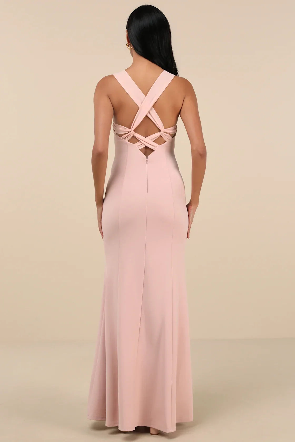 Taline Blush Pink Strappy Mermaid Maxi Dress