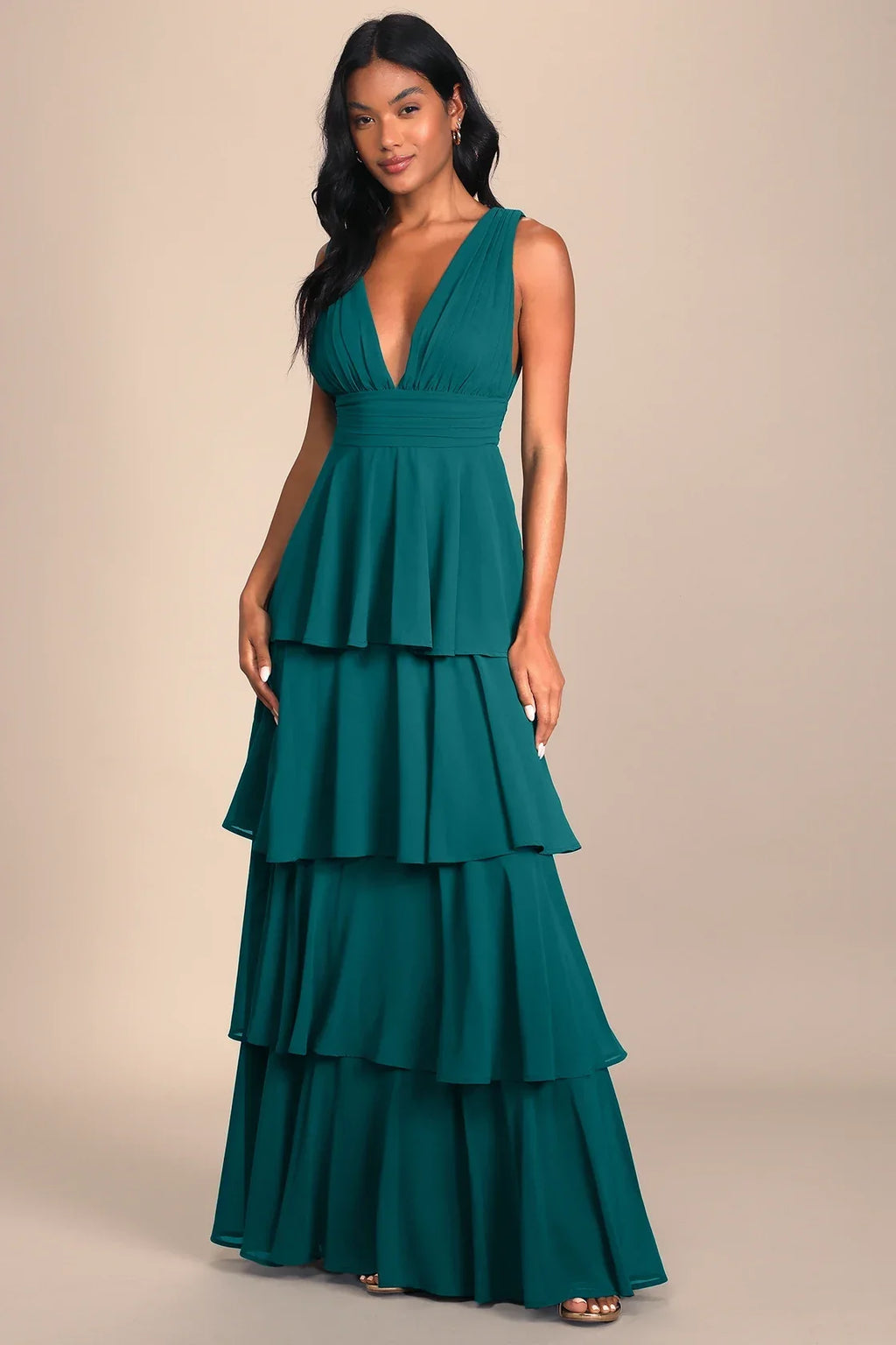 Amazing Evening Navy Blue Tiered Maxi Dress