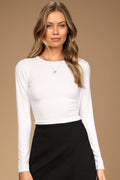 Begin with the Basics White Long Sleeve Crop Top