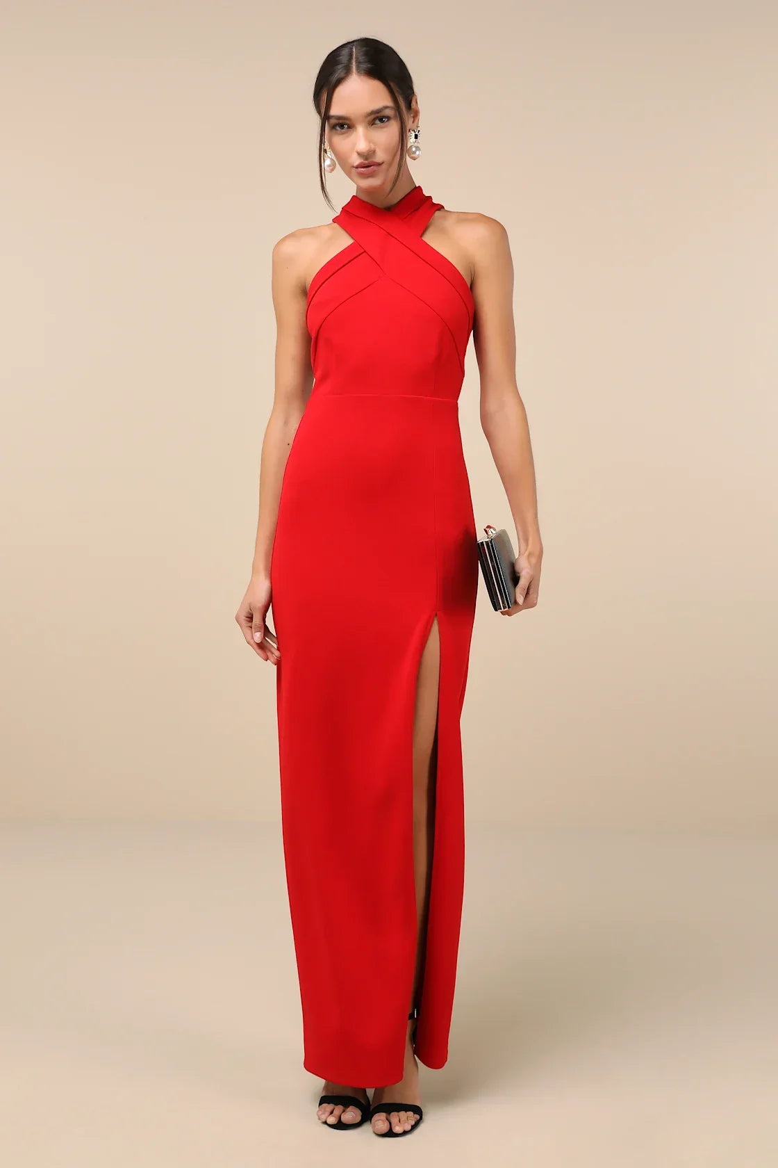 Head to Cocktail Hour White Halter Neck Maxi Dress