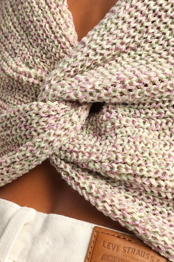 Let's Get Away Purple Multi Knit Twist Back Tank Top