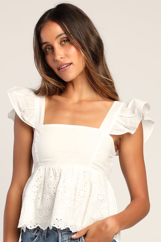 Always Your Baby White Eyelet Babydoll Top