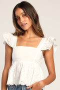 Always Your Baby White Eyelet Babydoll Top