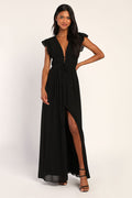 I'm All Yours Black Ruffled Maxi Dress