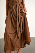 Jessa Black Jersey Knit Mock Neck Maxi Dress