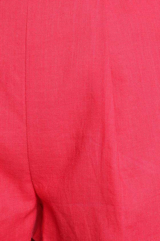 Perfectly Posted Bright Pink Linen High-Waisted Shorts