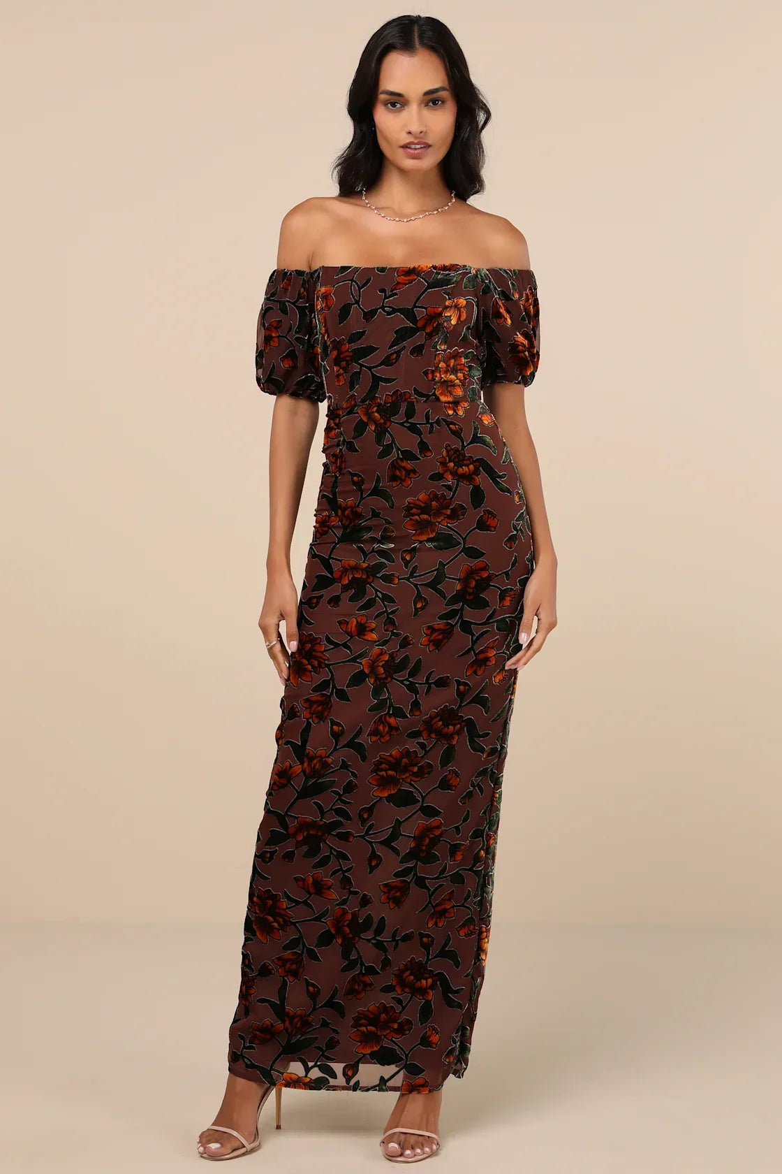 Confidently Impressive Blue Velvet Off-the-Shoulder Maxi Dress