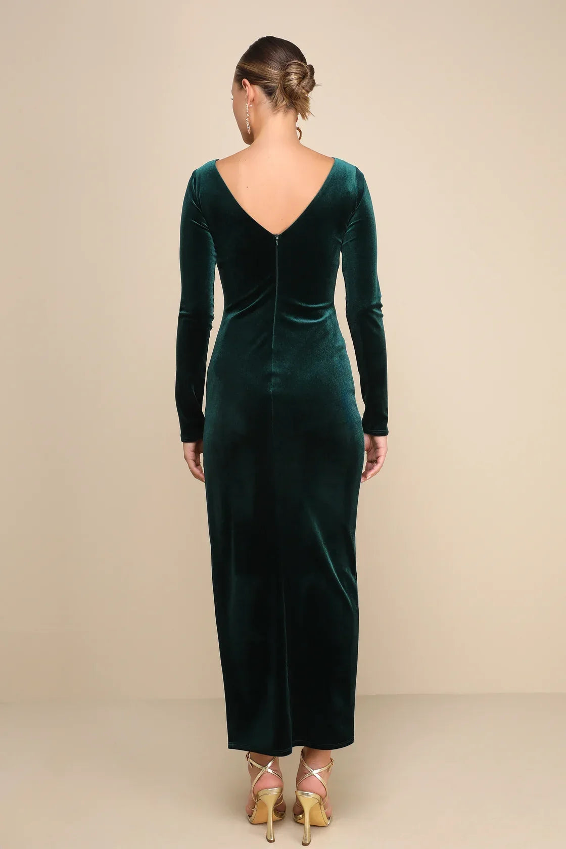 Dreaming About You Black Velvet Long Sleeve Maxi Dress