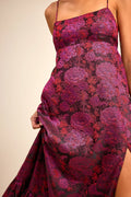 Jasiel Burgundy Jacquard Lace-Up Tiered Maxi Dress