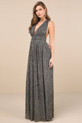 Looking Radiant Black and Gold Metallic Maxi Dress