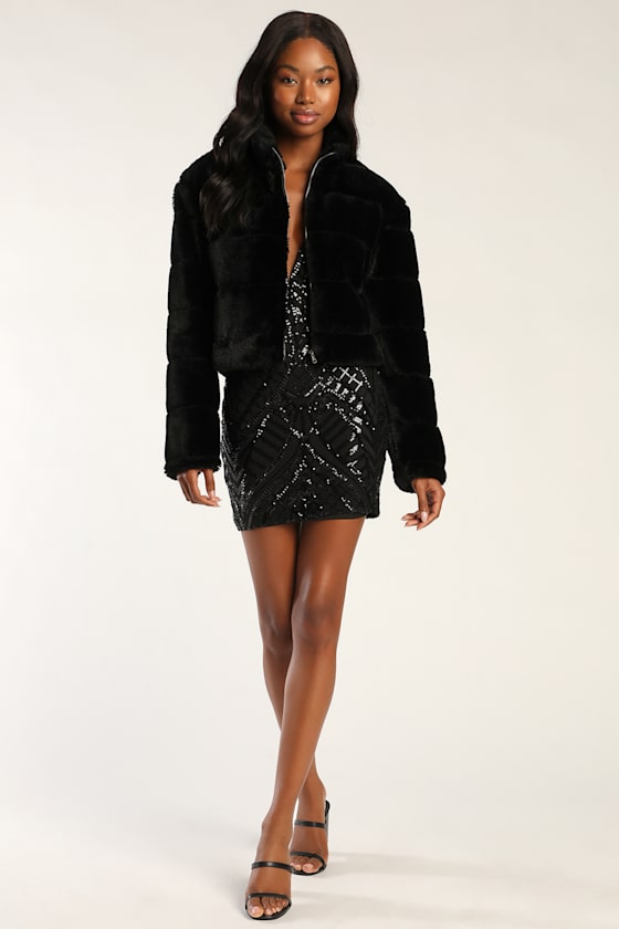 Snow Must Go On Black Faux Fur Quilted Jacket