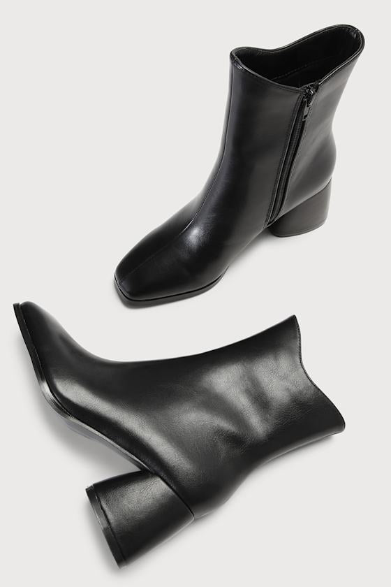 Windal Black Square Toe Mid-Calf Boots